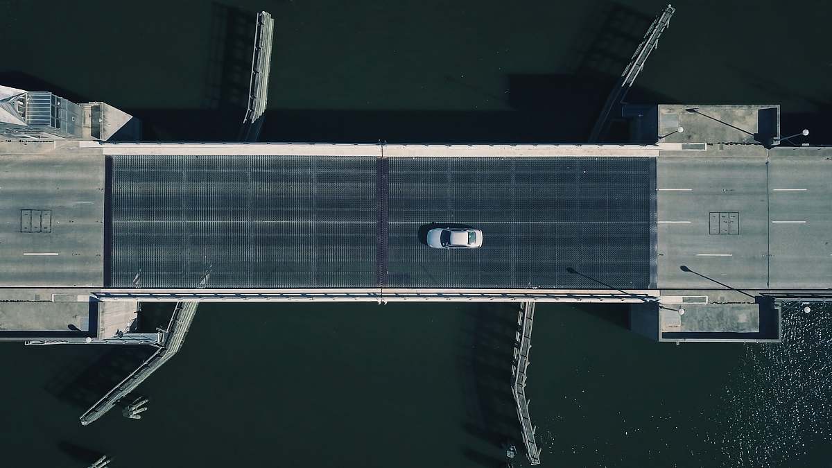 charleston aerial photography of gray and black bridge grey